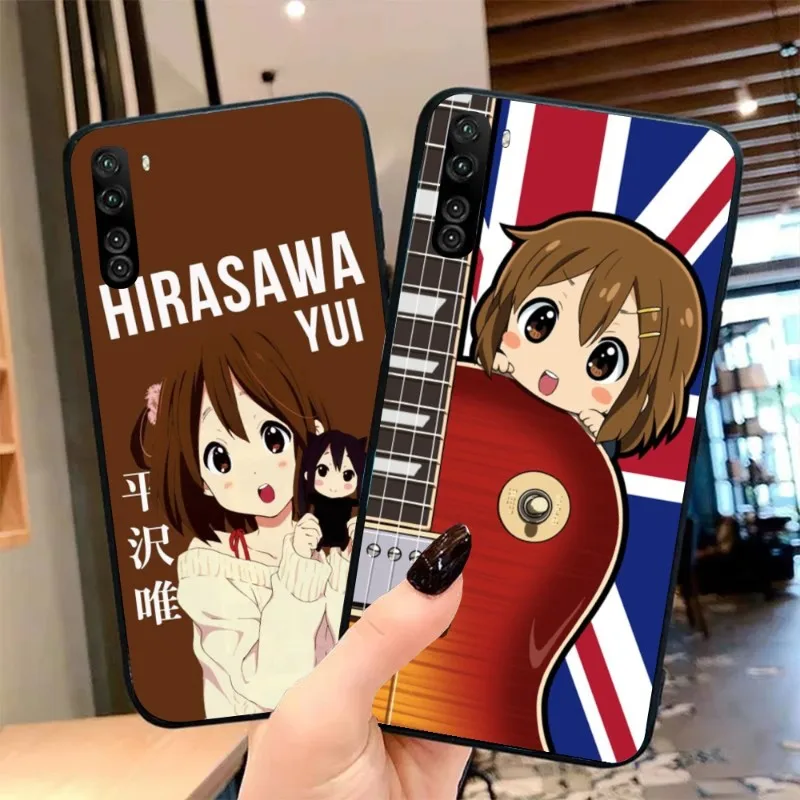 K-ON Hirasawa Yui Cell Phone Case for OPPO Find X5 X3 X2 A93 Reno 8 7 Pro A74 A72 A53 Black Soft Phone Cover Funda