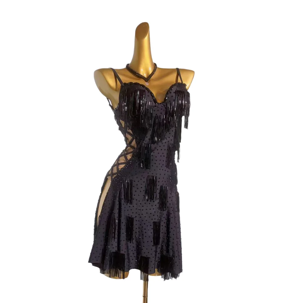 Ballerini latini, adulti, bambini, bretelle con nappe slim fit personalizzate di fascia alta Tango Samba AB Stone Performance Dress