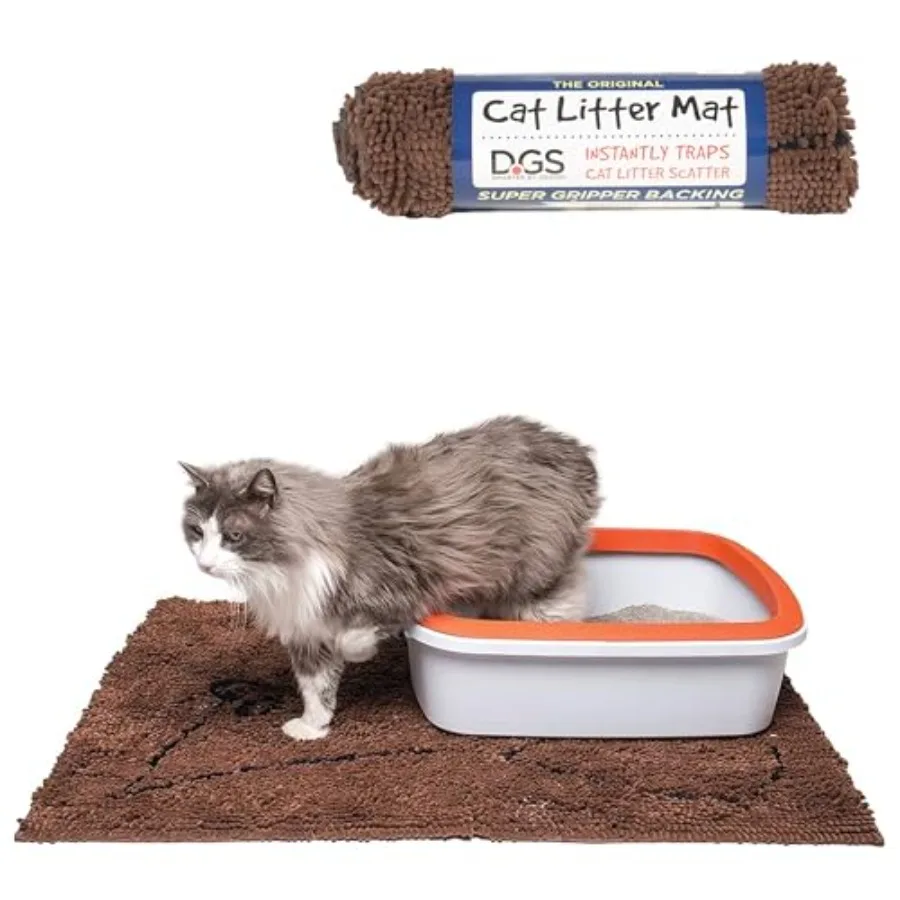 

Cat Litter Mat - Super Absorbent Microfiber - Plush Surface Traps Litter Dirt and Moisture - Washable n-Slip - Built with Doubl