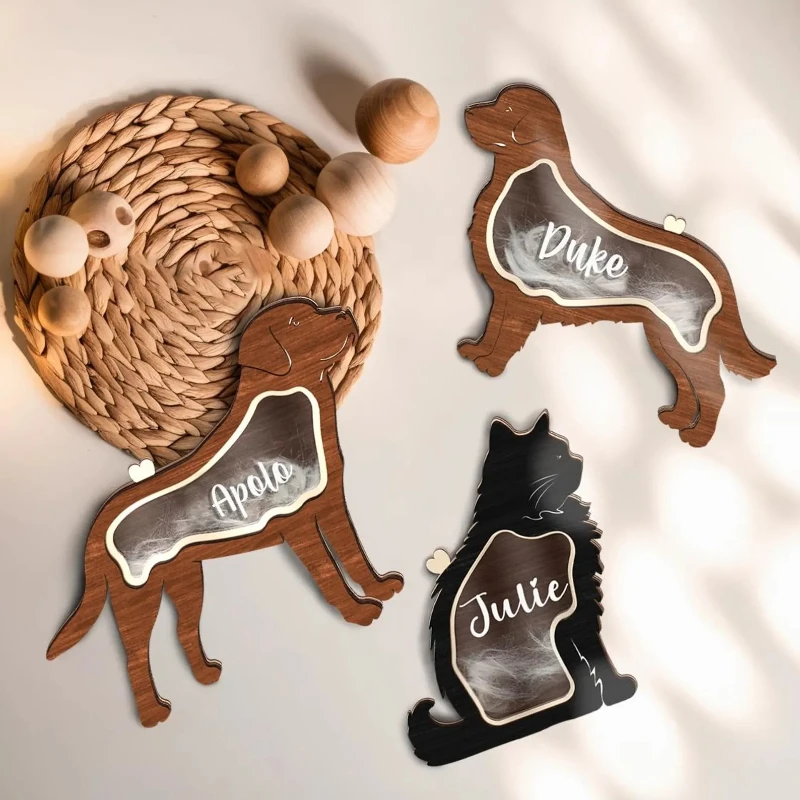 Home Desk Decor Wooden Pet Hair Keepsake Box Family Guy Growth Record Accessories Leave A Memorial for Deceased Pets Remembering