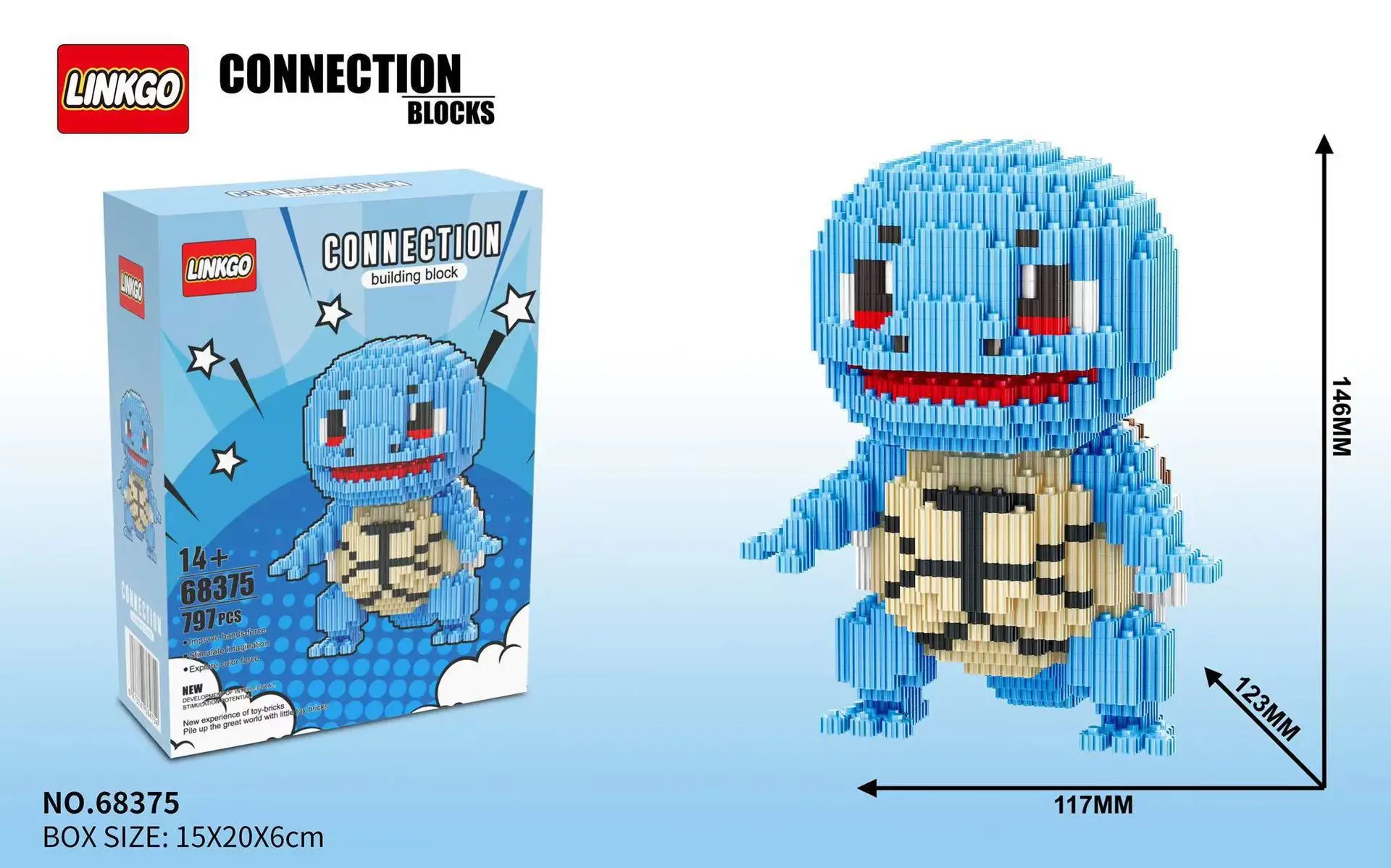 Pokemon Gengar Building Block Bulbasaur Charmander 3D Model Assembly Connection Mini Brick Figure Toys for Home Decora image 3