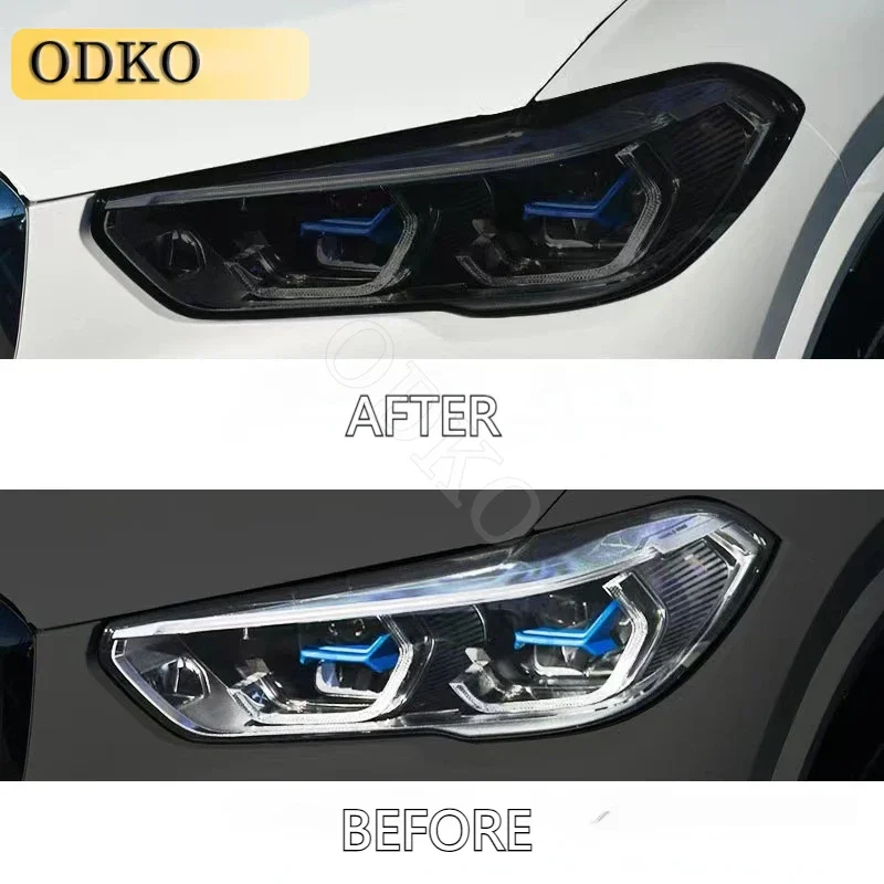 لفولفو S90 نقش 2017-2024 2 قطعة سيارة بولي TPU الجبهة المصابيح الأمامية فيلم سيارة الصدرية واضح PPF بولي TPU 8.5mil الطلاء طبقة حماية #4