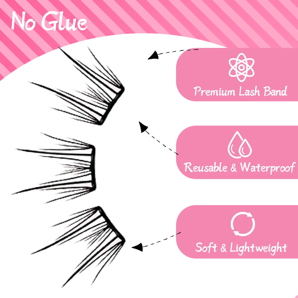 Kępki rzęs bez kleju 36 szt. Niewidoczne sztuczne rzęsy z płynnym klejem, bez nacisku, lekkie.