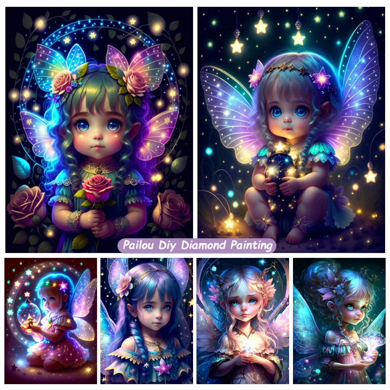 

5d Beauty Angel Wings Diamond Painting Art Fantasy Flower Fairy Girl In Paradise Embroidery Cross Stitch Handcraft Home Decor