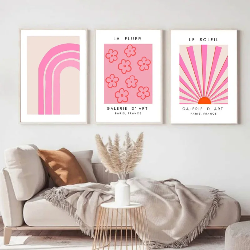 مجردة الرجعية جماليات جدار الفن الوردي البرتقالي ماتيس معرض HD النفط على قماش الملصقات والمطبوعات ديكور غرفة نوم المنزل الهدايا #3