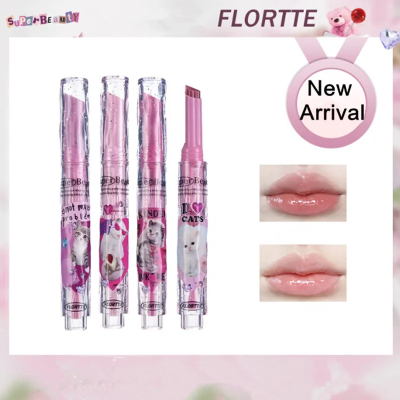 【New Arrival】FLORTTE Shimmer Lipstick Solid Lip Balm Moisturizing Water Gloss Lip Glaze