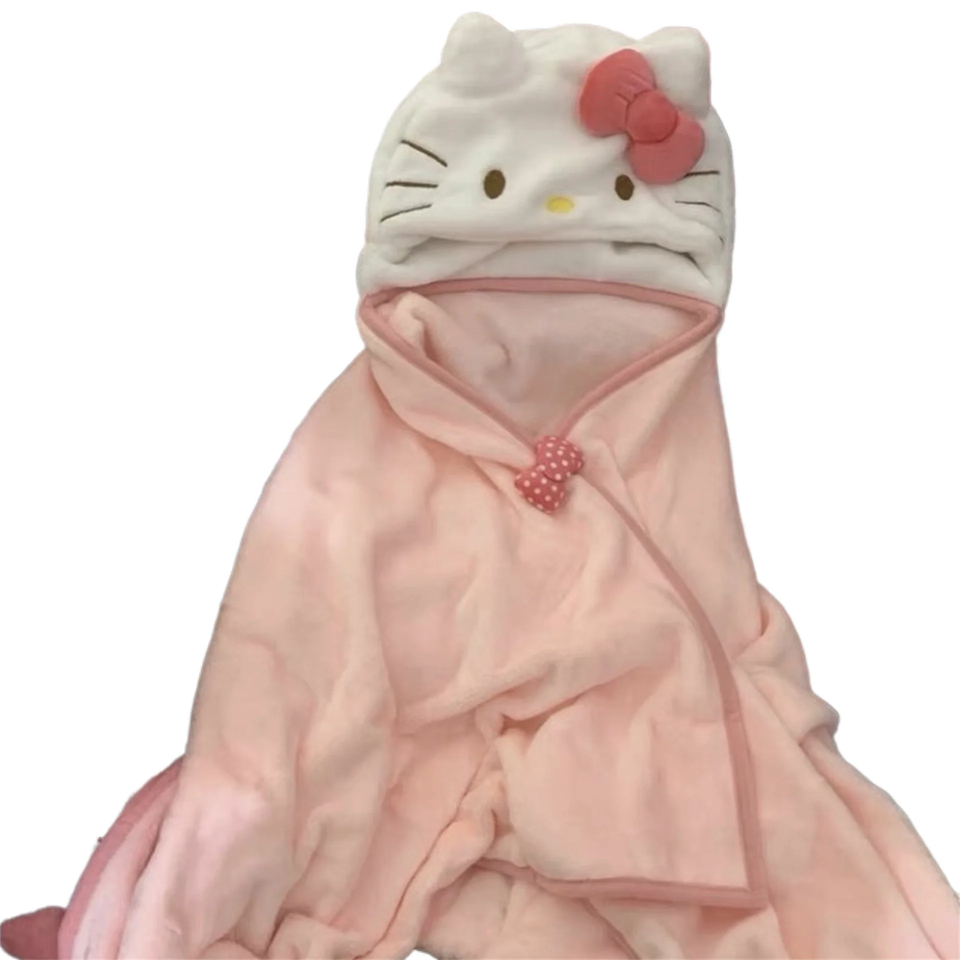 

Sanrio Cloak Kuromi Cinnamoro Plush Cape Hooded Wearable Blanket Kitty Cloak Shawl for Cosplay Winter Festival Christmas Gift