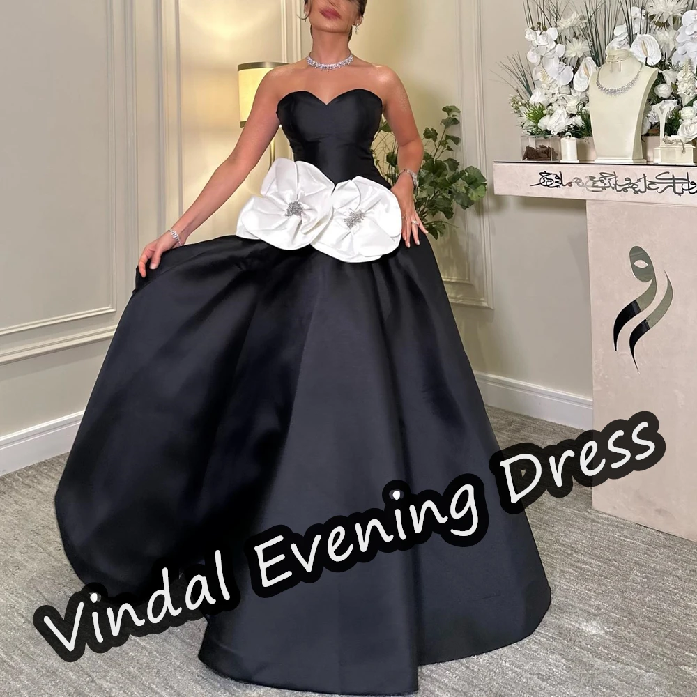 

Vindal Evening Dress Sweetheart Neckline Floor Length Ball Gown Elegant Built-in Bra Satin Sexy Saudi Arabia For Woman 2024