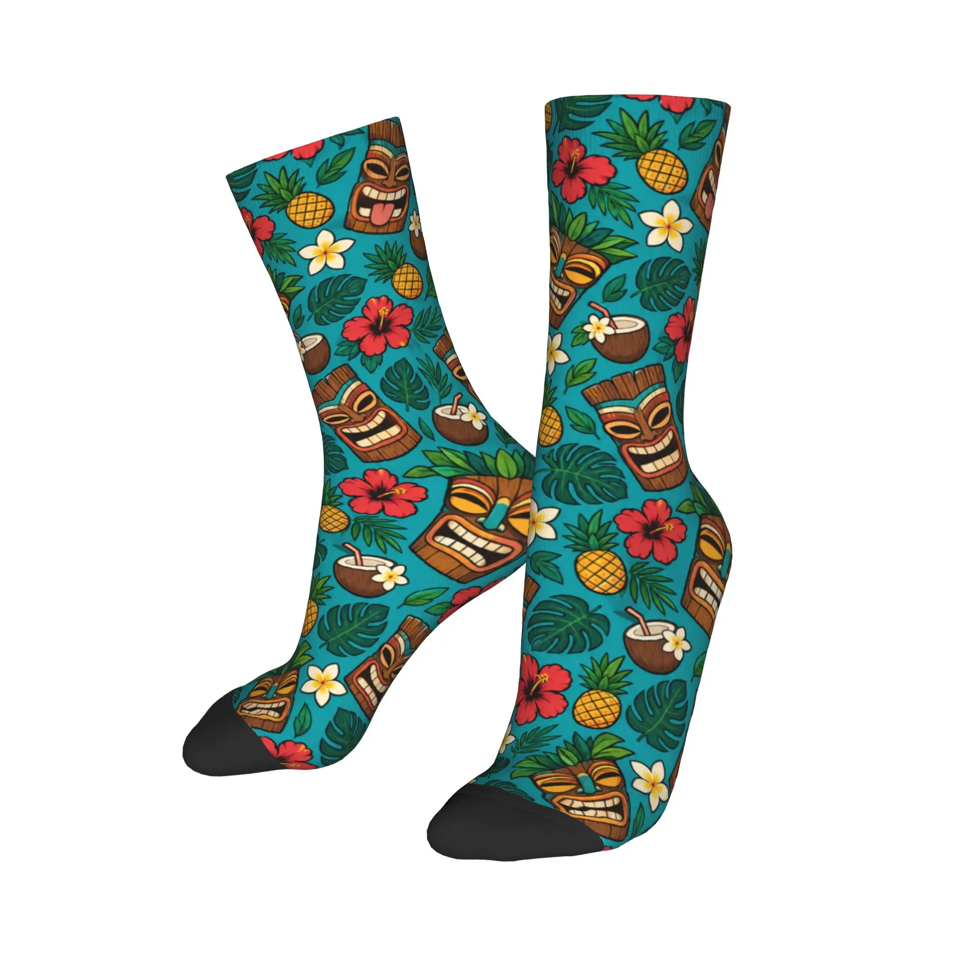 Women Men Socks Tiki Tropical Hibiscus  Stockings Anti Skid Soft Socks Autumn Casual Design Outdoor Socks