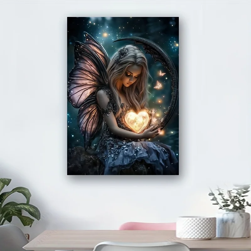 จิ๊กซอว์ปริศนา 1000 ชิ้น นางฟ้ามหัศจรรย์พร้อมหัวใจเรืองแสงและผีเสื้อ - ฉากป่ากลางคืนลึกลับพร้อมนางฟ้าเรืองแสง, Cresc