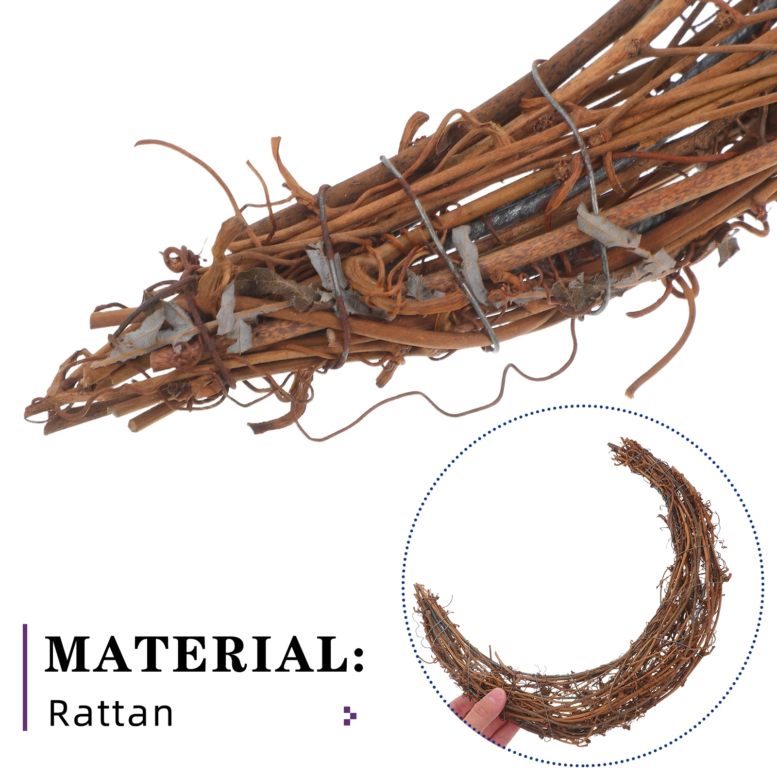 

3pcs Rattan Moon Wreath Grapevine Twig Wreath Moon rattan Frame For Diy Floral Garland Making Grapevine Form For Wedding