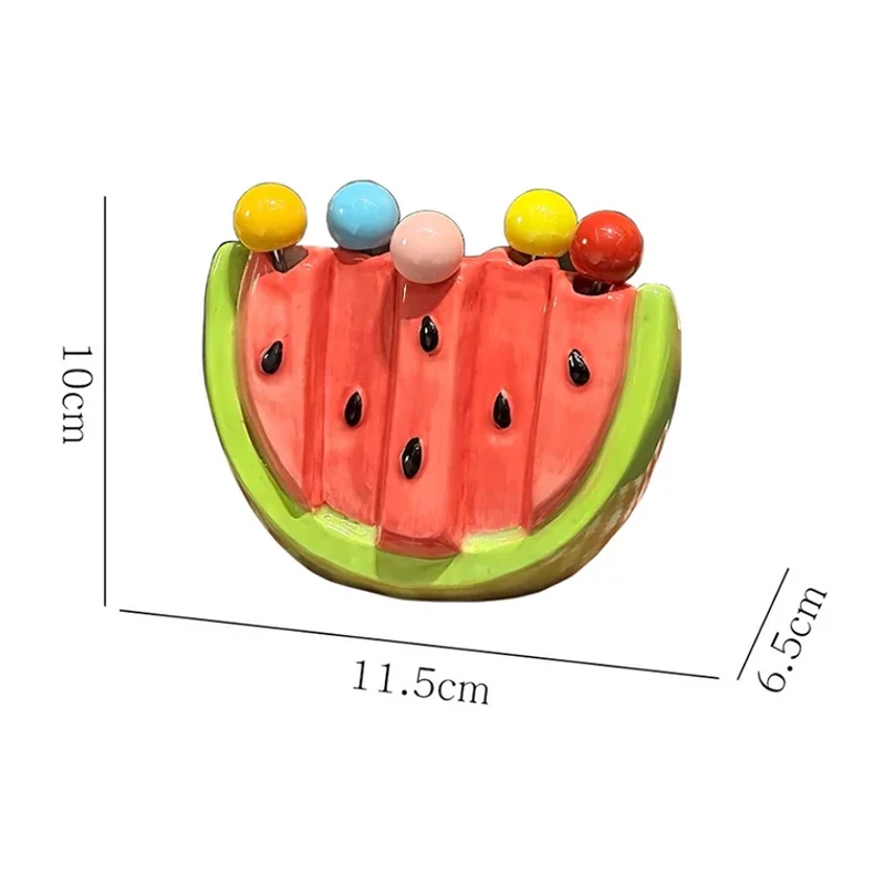 Summer Watermelon Fruit Fork Set for Kids Household Stainless Steel Lightweight Storage Can Children's Safety Cutlery
