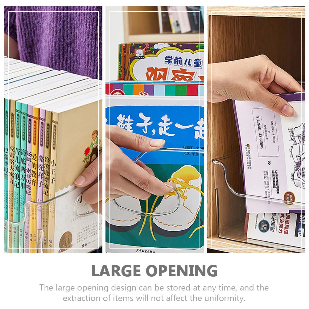 

TEHAUX Clear Plastic Book Bin 13x8 inch Storage Container with Handle for Files Pantry Organizer