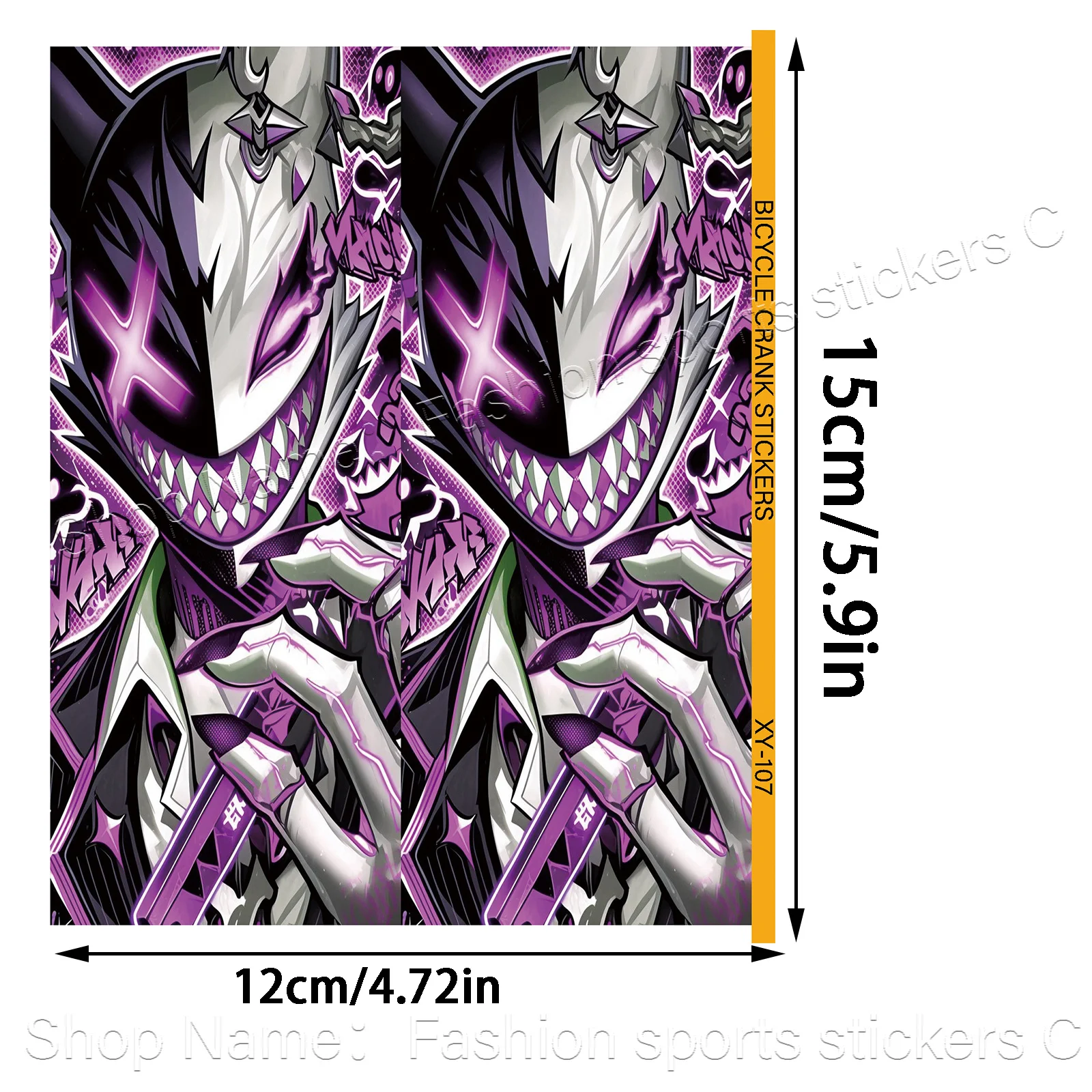1pair Purple Anime Demon Bike Crank Arm Stickers, Waterproof Vinyl Decals For Mountain & Road Bicycles