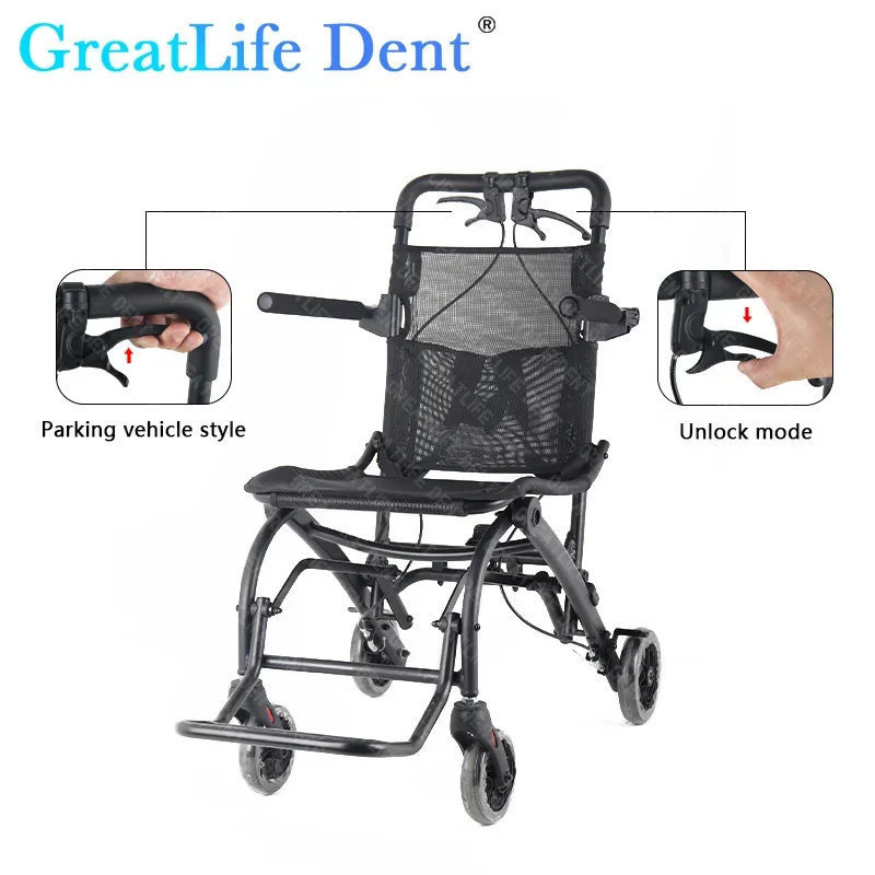 

Инвалидная коляска GreatLife 6,2 кг из алюминиевого сплава, сверхлегкая складная дорожная портативная эргономичная транспортная тележка для инвалидов, самолет