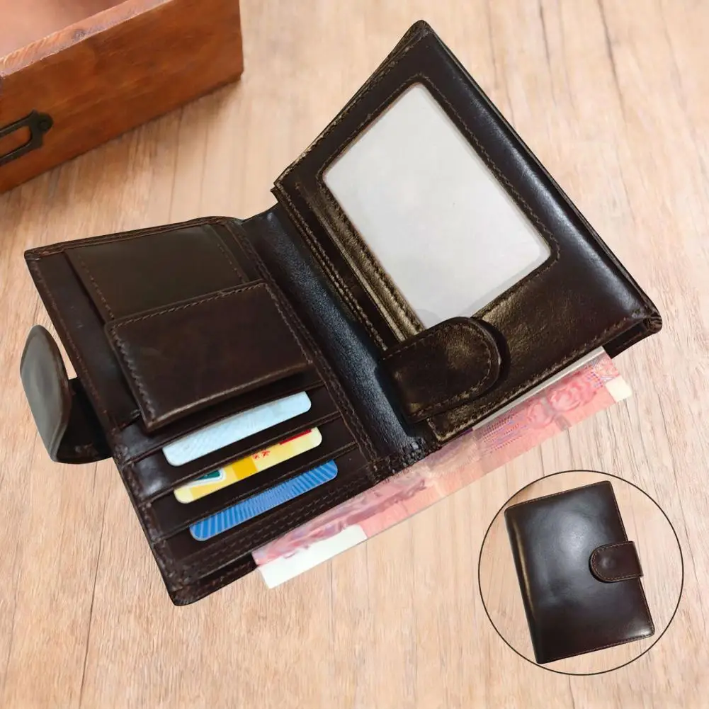 Men Faux Leather Wallet RFID Blocking Bi-fold Short Wallet Minimalist Slim Vintage Front Pocket Anti-Theft Credit Card Holder