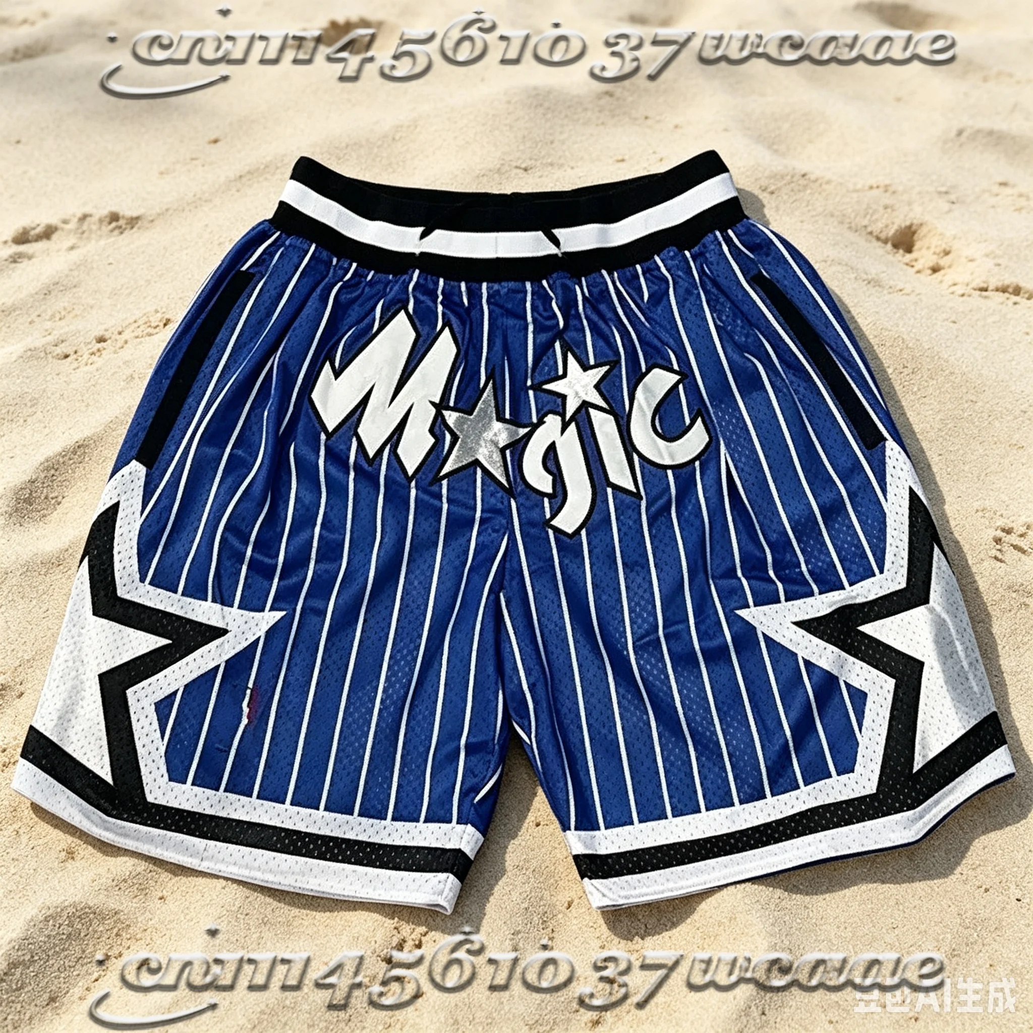 FamilyMatching  Hot Sale Universal Casual Shorts Vertical Stripe Star Letter Print Breathable Beach Shorts Loose Sports Shorts