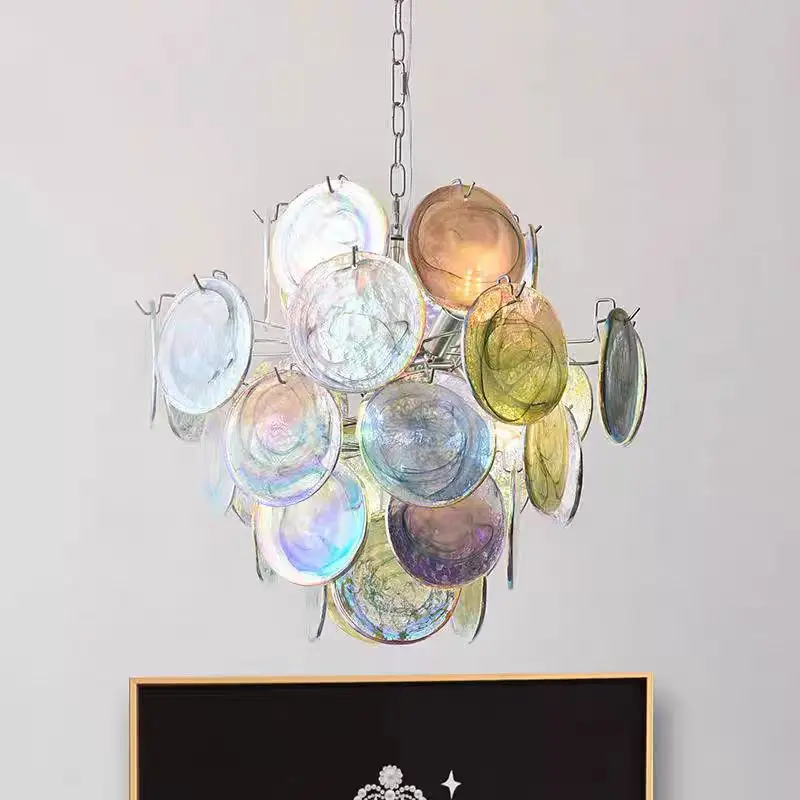 Italy Murano Glass Chandelier Multicolour Murano round Ceiling Chandelier Living Room Restaurant colour Designer Hanging Lamp