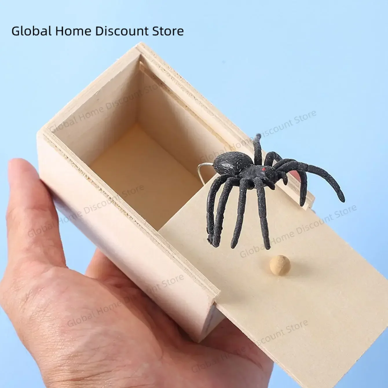 New 1PCS-Wooden Prank Trick Practical Joke Home Office Scare Toy Box Gag Spider Parents Friend Funny Play Joke Gift Surprising