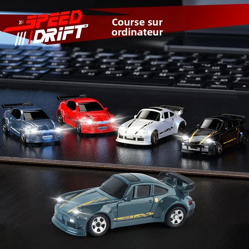 Nouvelle voiture de course télécommandée KF20 1:64, voiture de drift RC à quatre roues motrices, proportionnelle, jouet de compétition de bureau, cadeau idéal pour garçons