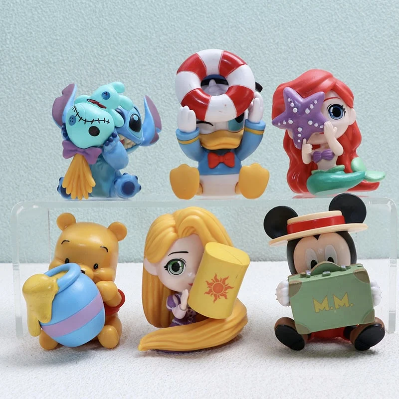 

Disney Hide and Seek Series Cute Figures Stitch Donald Duck Ariel Winnie Pooh Rapunzel Mickey Mini Dolls Desktop Kids Toys Gifts