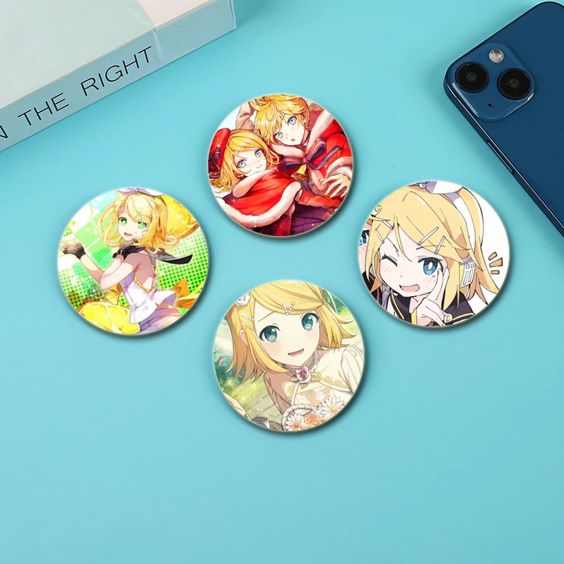 44mm Kagamine Rin Brooches Cosplay Music Group Badge Handmade Creative Cute Enamel Pins for Clothes Backpack Jewelry Accessories