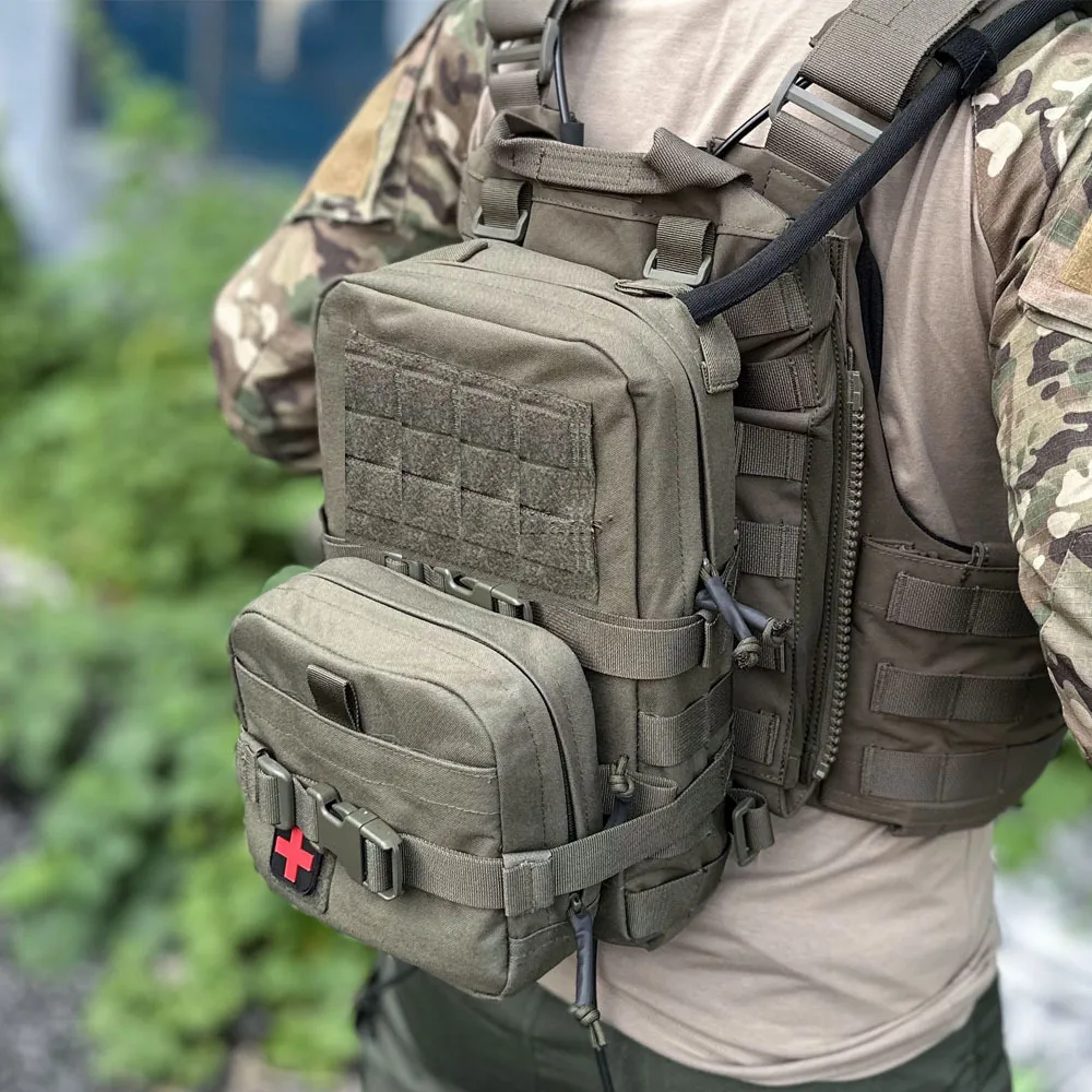 Mini Hydration Bag 2 In 1 Mini Hydration Pack Rip Away IFAK Medical Pouch Med Patch MOLLE Pouch Hunting Bag