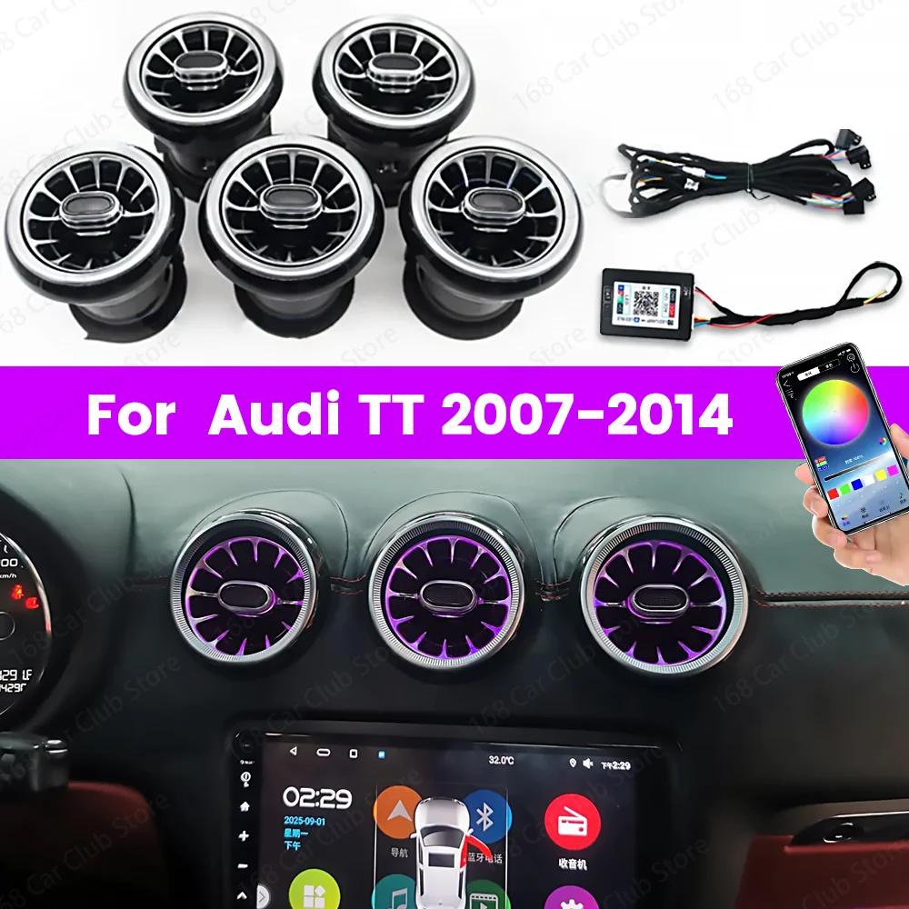 

LED Air Vents 256 Colours For Audi TT 2007-2014 APP Control Car AC Conditioner Turbo Outlet Decoration Lamp Ambient light Refit