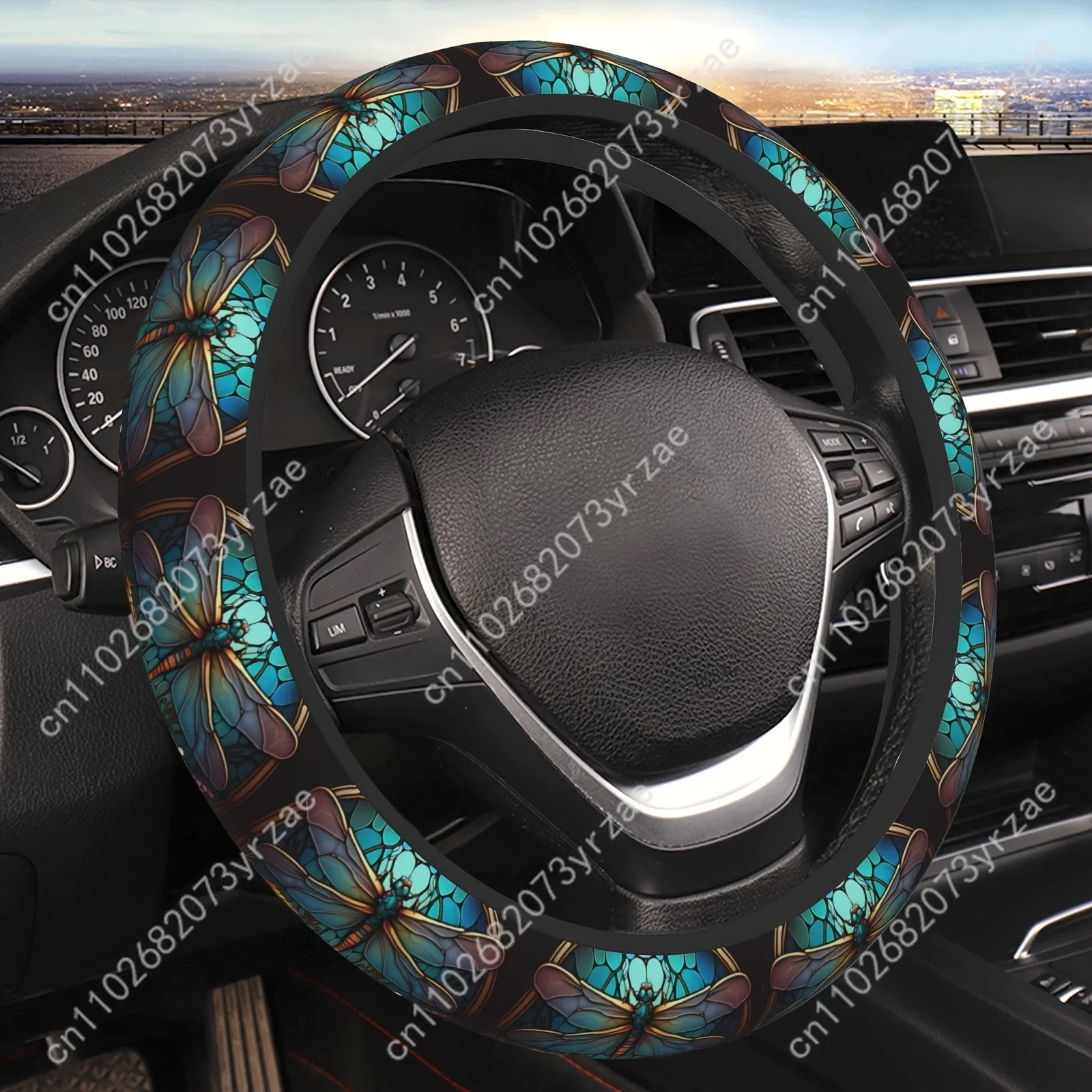 

Blue Dragonfly Car Steering Wheels Cover Universal Type Environmental Friendly Comfort Breathable Car Steering Wheel Wrap