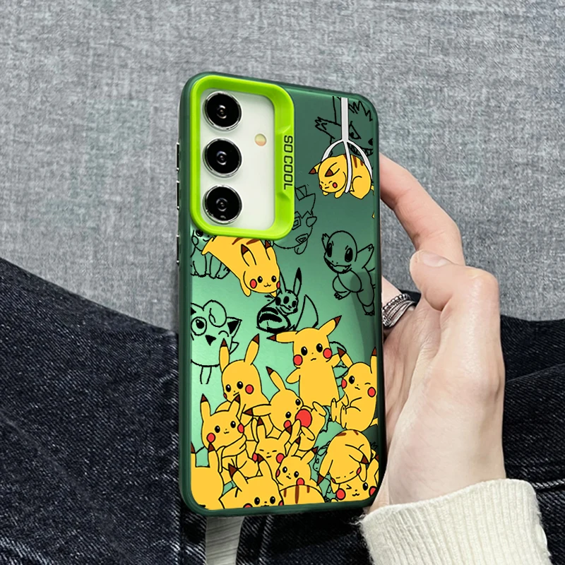 Anime P-Pokemones P-Pikachus For Samsung A73 A72 A71 A53 A52 A51 A33 A54 A34 A35 A36 A55 A56 A26 5G Colorful Silver Phone Case