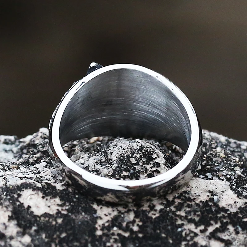 Dropshipping Vintage 316L Stainless Steel Viking Nordic 3D Wolf Of Thor Norse High Quality Wolf Animal Jewelry Men Ring view 5