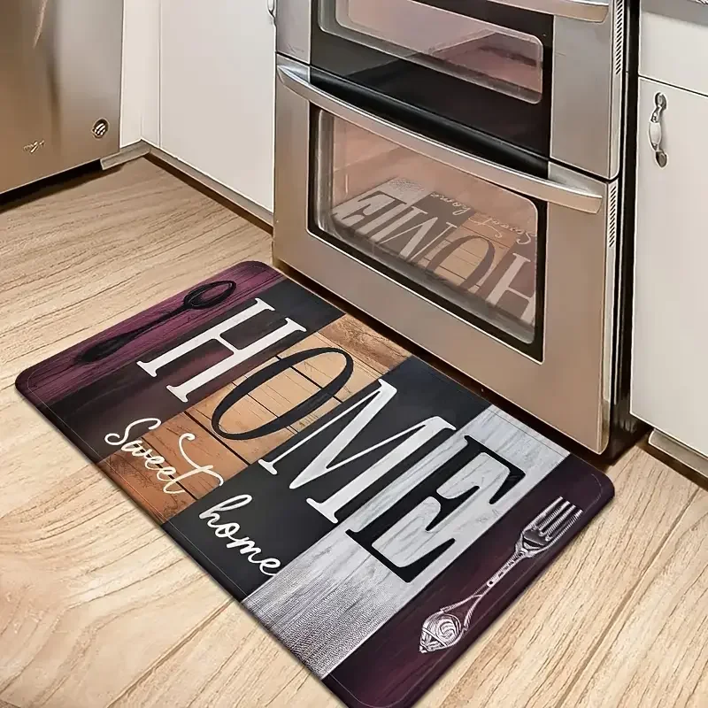 VIKAMA Vintage Wood Grain Kitchen Rug, Non-Slip Soft Kitchen Mat Set, Entrance Doormat, Hallway Runner Home Decor