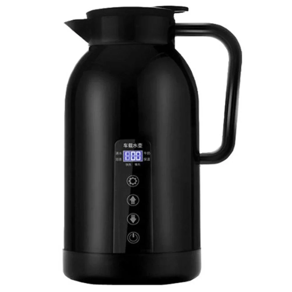 L # For Car Portable Hot Kettle 1300ML Water Boiling Cup 12V/24V Temperature Control LCD Display 304 Stainless Steel For Tea Cof
