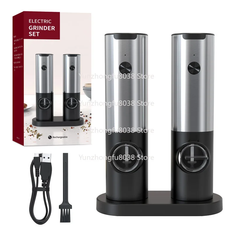 

USB Charging Pepper Electric Grinder ABS Portable Gravity Salt Pepper Grinder Set