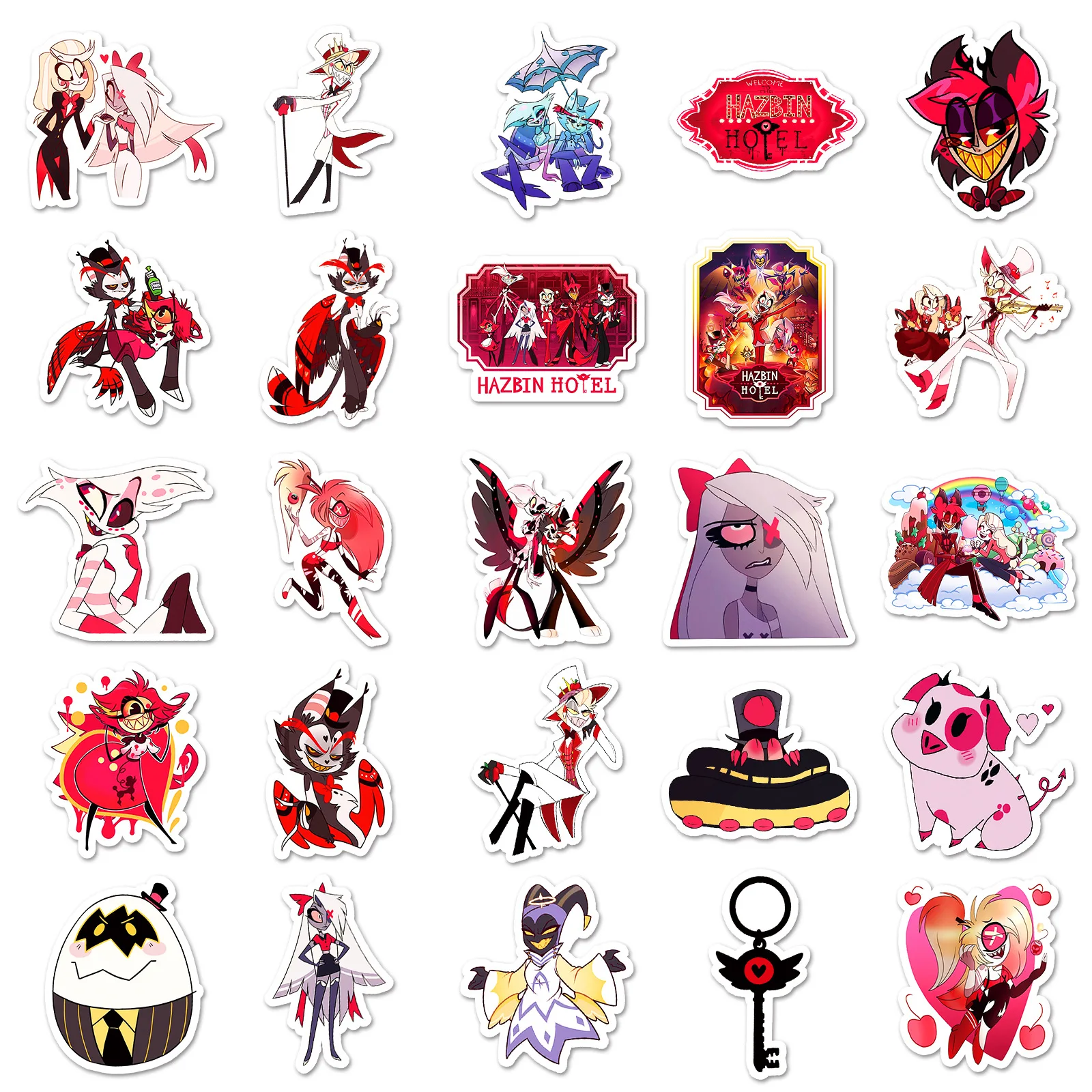 50/30/10PCS ‌‌Alastor Lucifer Morningstar Vaggie Popular Anime Peripheral Decoration Stationery Computer Waterproof Stickers