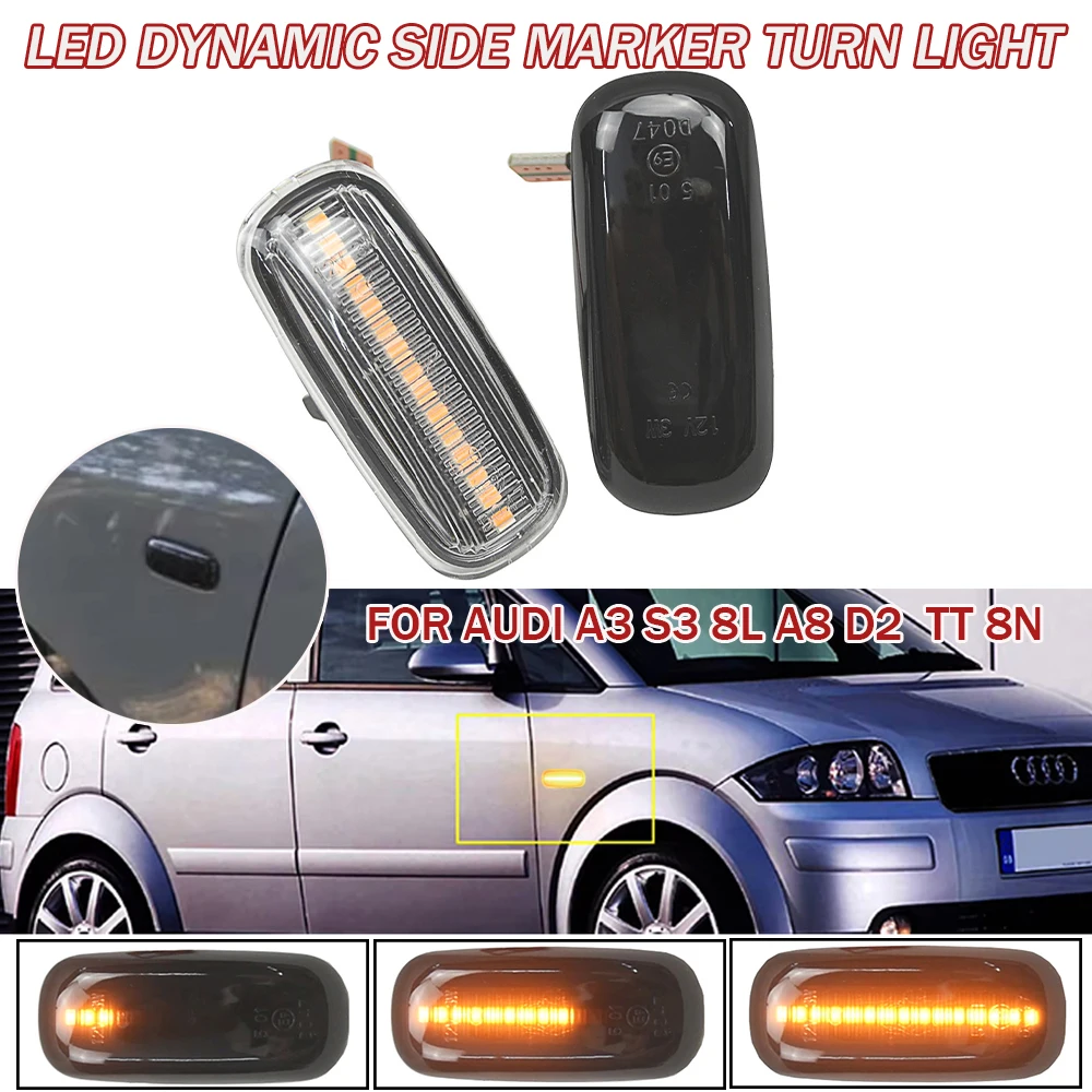 Fit For Audi A8 D2 1999-2002 Car LED Dynamic Side Marker Light Flowing Turn Signal Light Lamp For Audi TT 8N 2000-2006