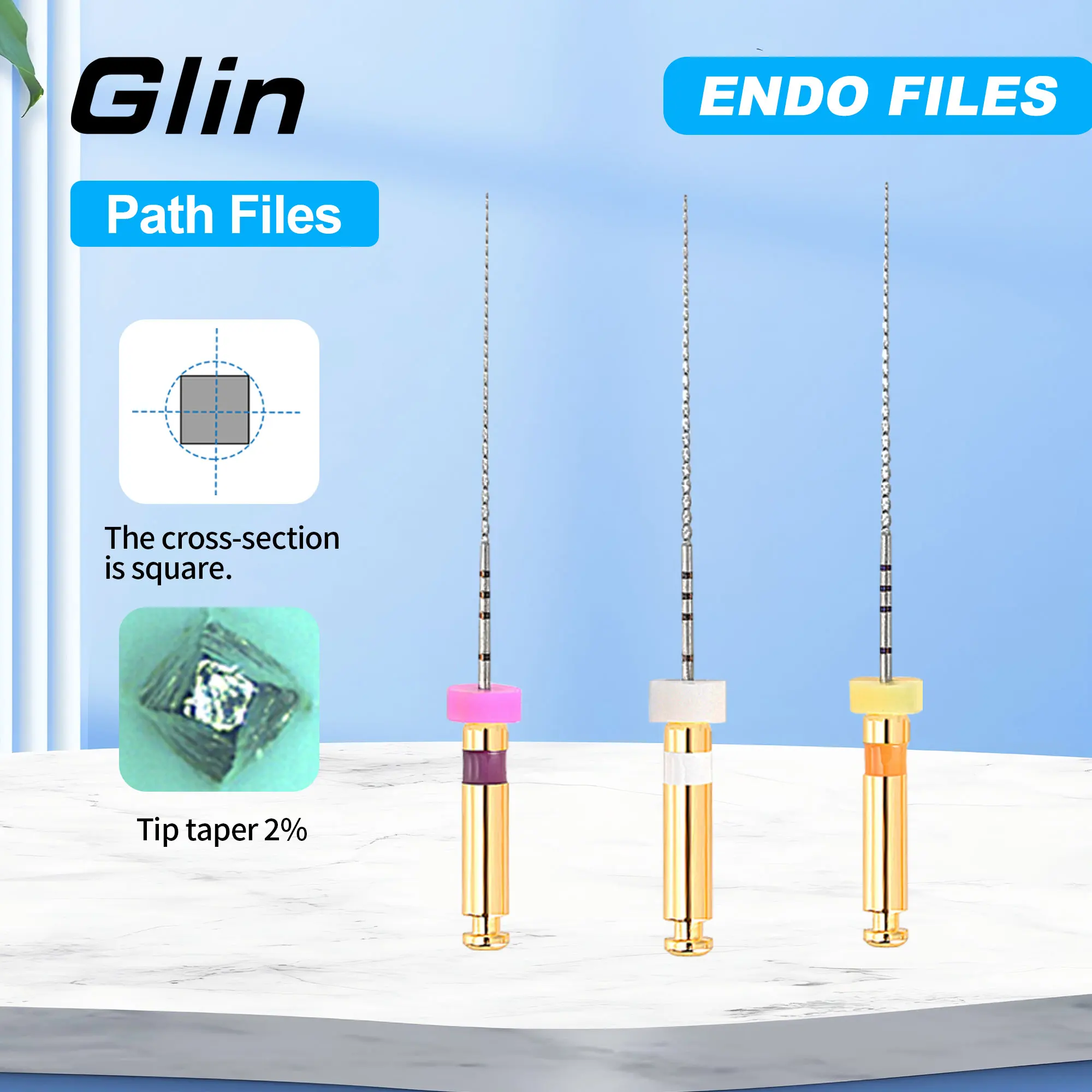 

Glin Dental Instrument Rotatable Niti Path Glide Files Endo Rotary Endodontic Files For root canal Cleaning