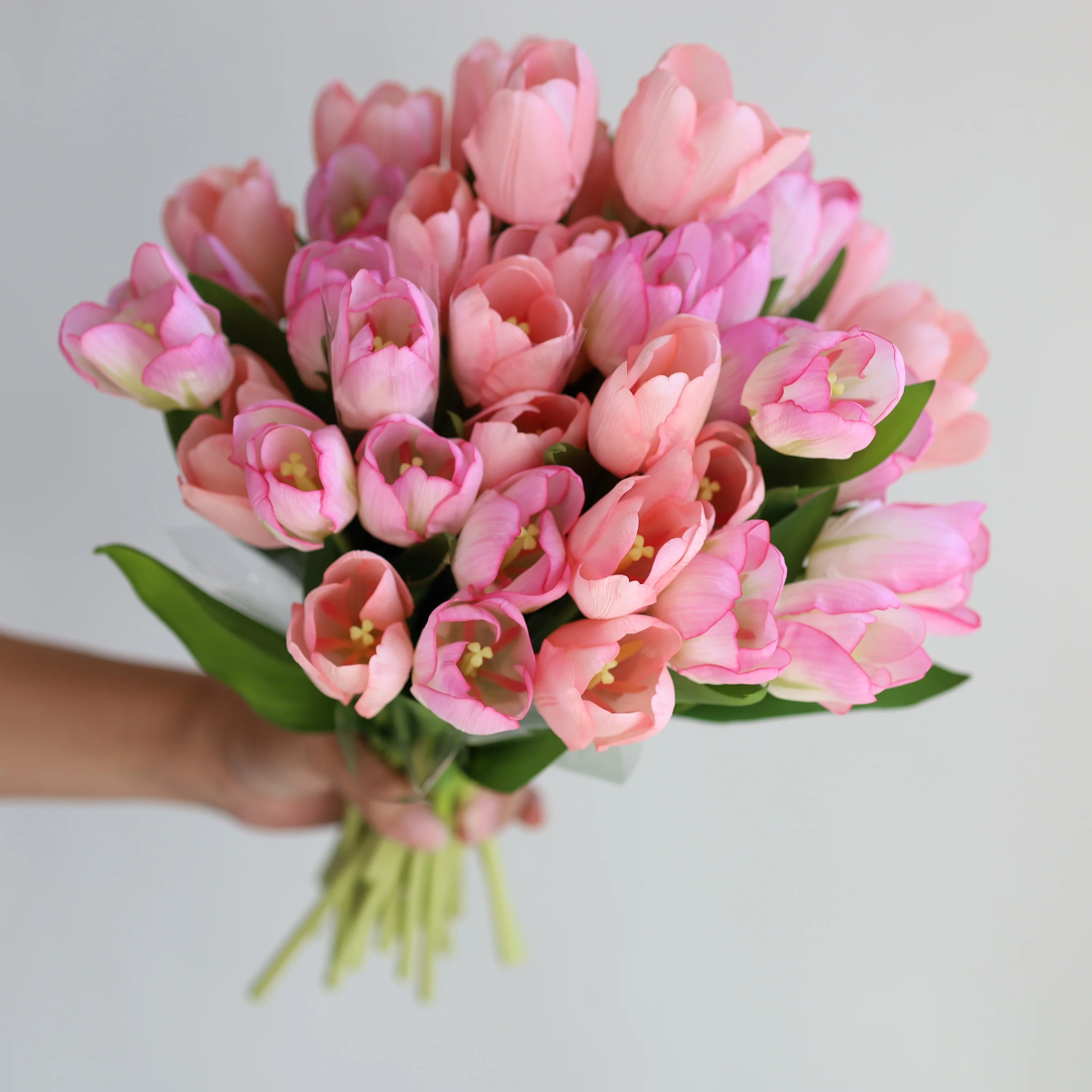 Faux Pink Real Touch Tulip Flowers - 14