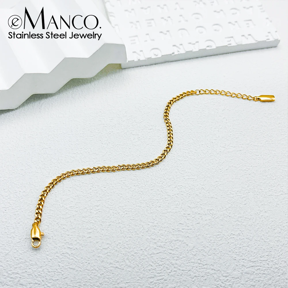 EMANCO  3MM Cuban Chain Anklet Stainless Steel Upgraded Lobster Buckle Anklets Fashion Accessories Gifts Factory Direct