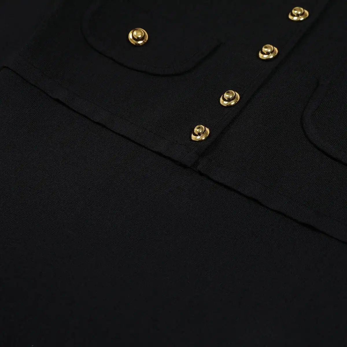 LEOSOXS Czarna Sukienka Damska z Długim Rękawem Złote Guziki Wąska Krótka Spódniczka Luksusowa Sukienka Ołówkowa Dzianinowa Odzież na Jesienne Przyjęcia 2025