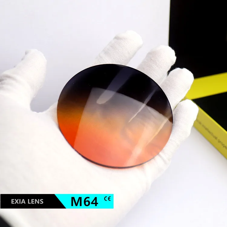 EXIA Lens M64 Sunglasses Lenses 1.61 Index MR-8 UV400 SHMC Grey Gradient Orange Anti-Impact