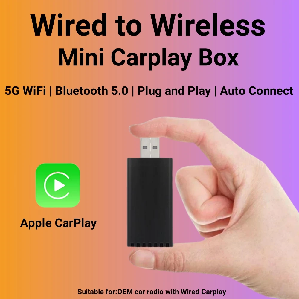 Adaptador inalámbrico Carplay para Apple Car Play, Mini caja AI inteligente, OEM, con cable, Dongle USB, Plug and Play, 5G, nuevo