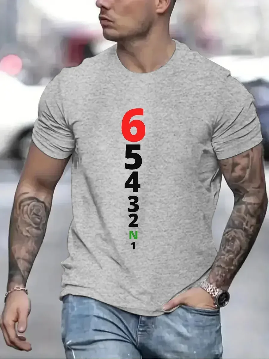 Vintage T-Shirts for Men Manual Transmission 1N23456 Motorcycle Speed Print Top Oversized Tee Hip Hop T-Shirts Women Clothing