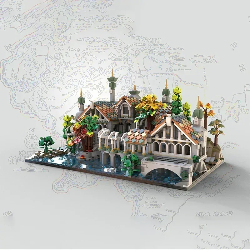 Anéis filmes modelo moc tijolos de construção medieval jardim castelo tecnologia blocos modulares presentes brinquedos natal diy conjuntos montagem