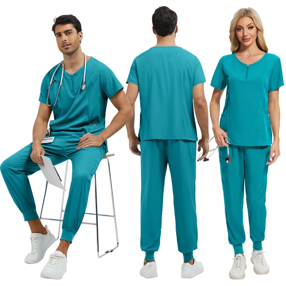 Vêtements de travail médicaux 2 pièces, uniforme d'infirmière d'hôpital, salopette de dentiste, ensemble de gommages, haut de chirurgie, pantalon de jogging, combinaison de travail de beauté clinique Spa