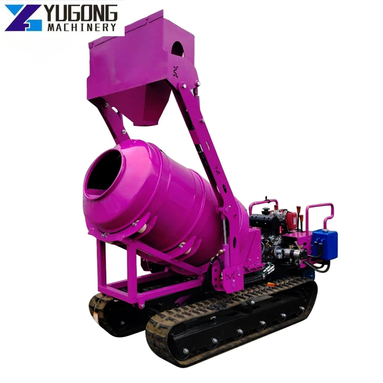 Mini Crawler Type Cement Concrete Mixer Mortar Mixing Machine Tracked Dumper Cement Mixer Diesel Engine Crawler Concrete Mixer