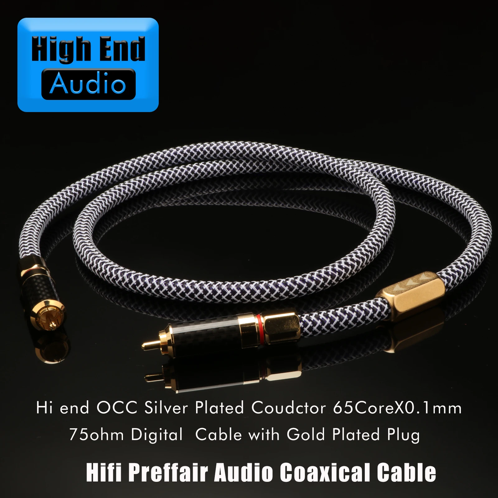 Preffair HI-END OCC 75 Ohms HiFi Coaxial Audio Cable Silver Plated Digital Audio Coaxial Cable RCA To RCA DAC CD