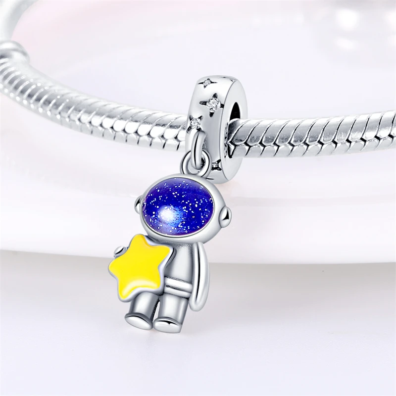 Abalorios de plata 925 de la serie star sun, abalorio adecuado para pulsera Pandora original, joyería artesanal, regalo exquisito