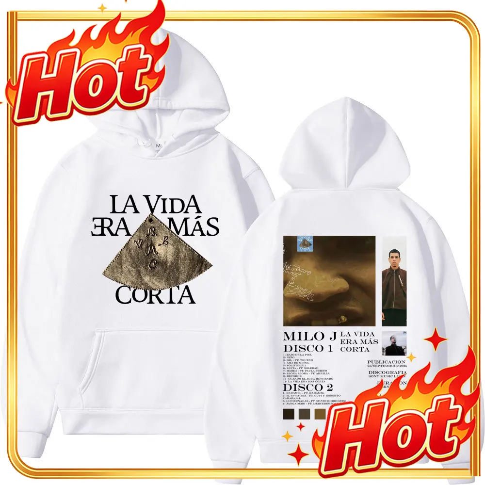 Sudadera con capucha de la colección «Rapper Milo J La Vida Era Más Corta», para hombre y mujer, estilo hip hop, de manga larga, holgada, de corte amplio, gruesa y de uso deportivo.