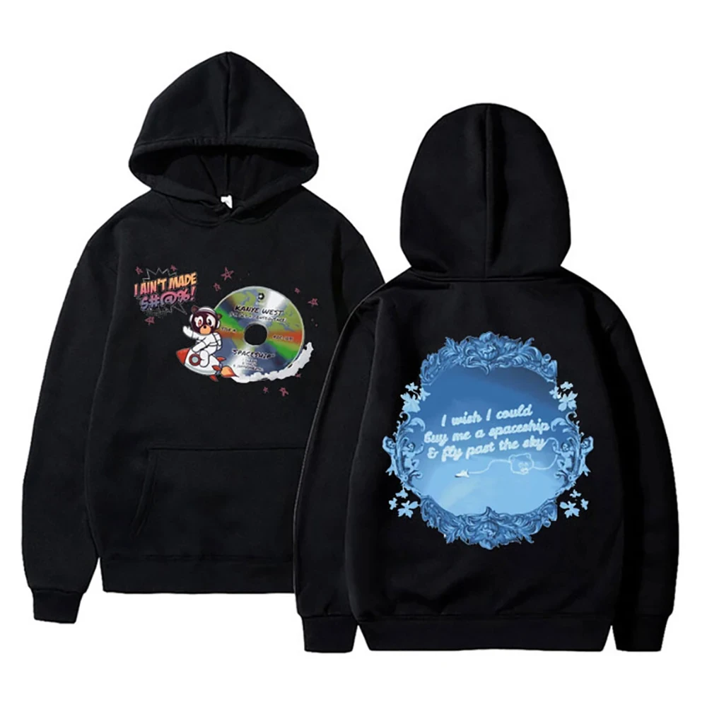 

Rapper Kanye West Hoodie Hip Hop Streetwear Men's and Women's Casual Hooded Pullover Unisex Extra Large Y2K Clothes
